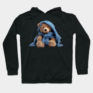 Cute Teddy Bear with Blue Scarf Hoodie